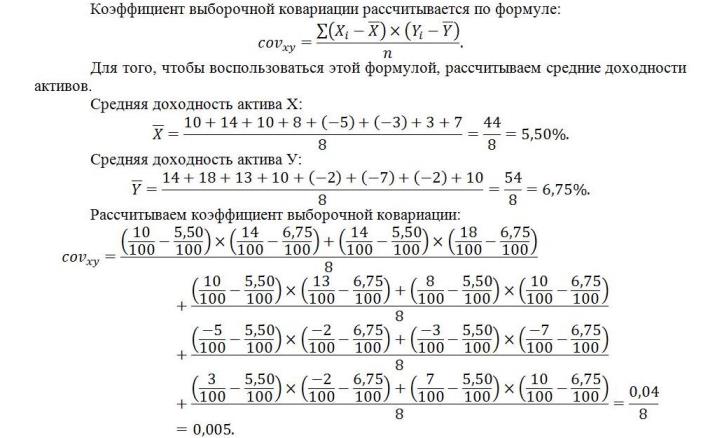 Расчет ковариации актива Расчет ковариации актива